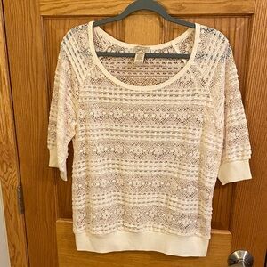 Eyelash Couture Cream Lace Blouse XL Y2K